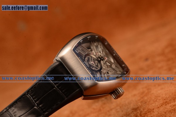 Franck Muller Vanguard Miyota Automatic Copy Tourbillon Steel Case With Skeleton Dial Leather/Rubber Strap